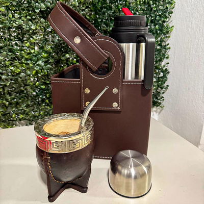 COMBO 19 - Mate Imperial, Termo, Matera ECO Cuero y Bombilla