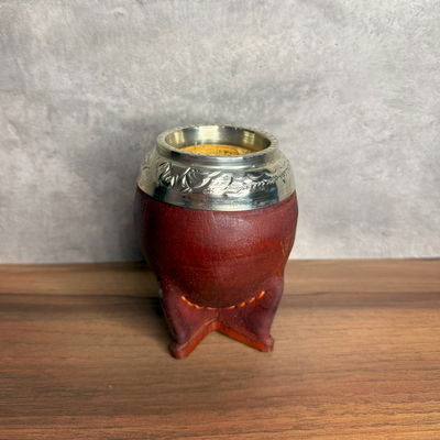 Mate Torpedo JOYERO, Virola Alpaca, Cuero LISO. - Modelo 9
