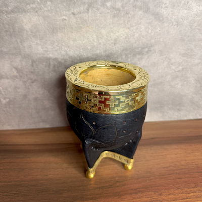 Mate Imperial EXCLUSIVO, Virola Bronce, Cuero Labrado, Base en Bronce -Modelo 44