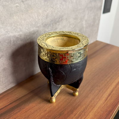 Mate Imperial EXCLUSIVO, Virola Bronce, Cuero Labrado, Base en Bronce -Modelo 46
