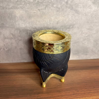 Mate Imperial EXCLUSIVO, Virola Bronce, Cuero Labrado, Base en Bronce -Modelo 43
