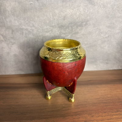 Mate Torpedo, Virola Bronce, Cuero CROCCO, Base y Bolitas. - Modelo 2
