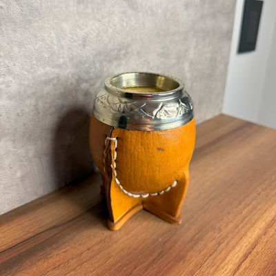 Mate Torpedo JOYERO, Virola Alpaca, Cuero LISO. - Modelo 3