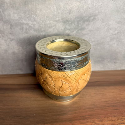 Mate Imperial ROMA EXCLUSIVO, Virola Alpaca, Cuero TALLADO - Modelo 6