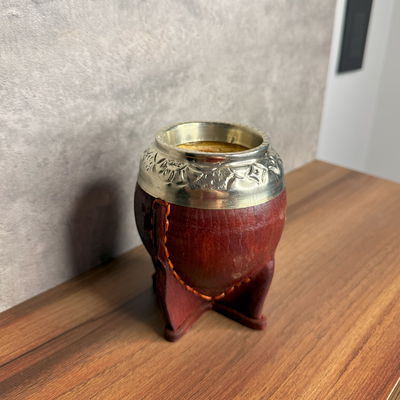 Mate Torpedo JOYERO, Virola Alpaca, Cuero LISO. - Modelo 7