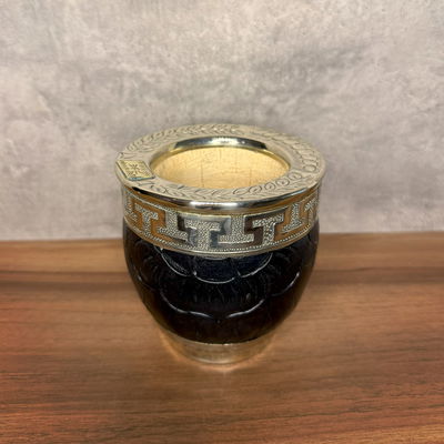 Mate Imperial ROMA EXCLUSIVO, Virola Alpaca, Apliques, Cuero TALLADO - Modelo 1