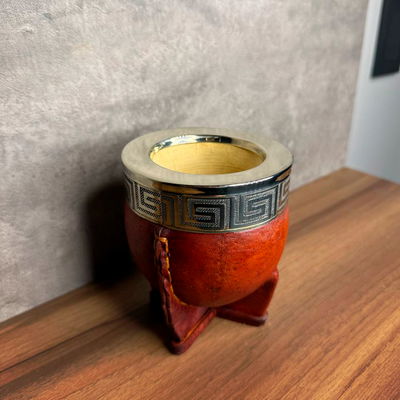 Mate Imperial PREMIUM, Virola Alpaca, Cuero LISO - Modelo 11