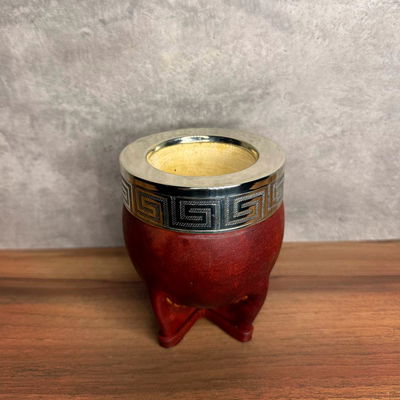 Mate Imperial PREMIUM, Virola Alpaca, Cuero LISO - Modelo 10