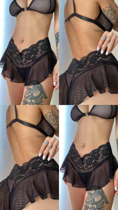 Short pollera de red
