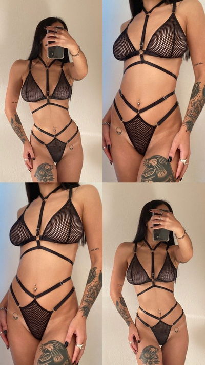 Conjunto tira al cuello de red negro