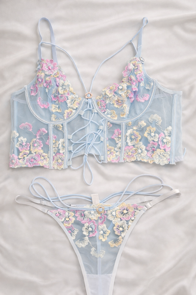 Conjunto importado Corset Celeste