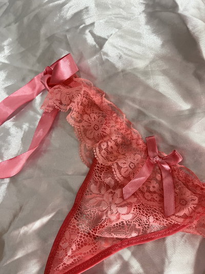 Less de encaje rosa lazo