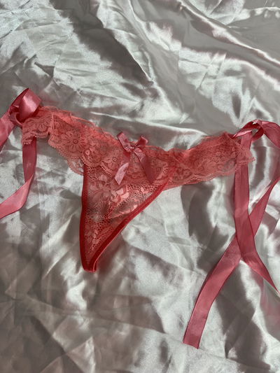 Less de encaje rosa lazo