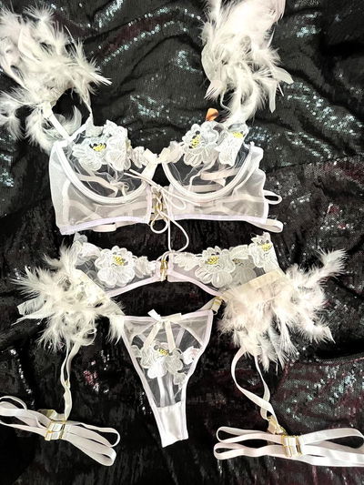 Conjunto importado Plumas Blanco