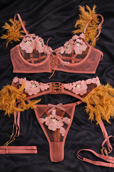 Conjunto importado Plumas Chocolate