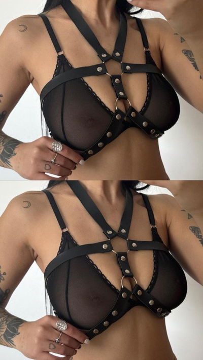 Arnés de cuero pecho con tachas 