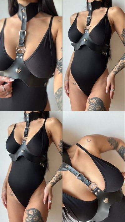 Arnés de cuero corset