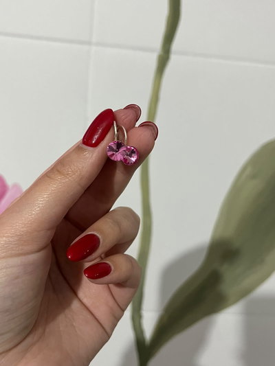 AROS ESTILO SWAROVSKI ROSA CHICOS