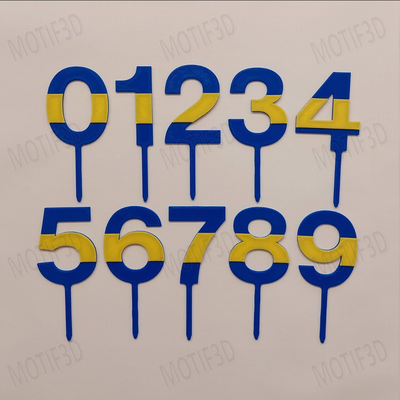 Numeros 2 Colores Azul y Amarillo
