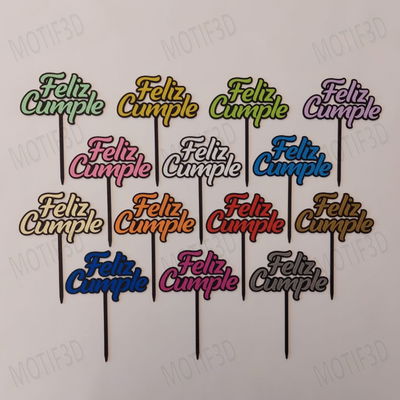 Topper Feliz Cumple Grande 2 Colores