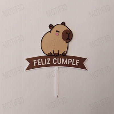 Topper Capibara Feliz Cumple Chico