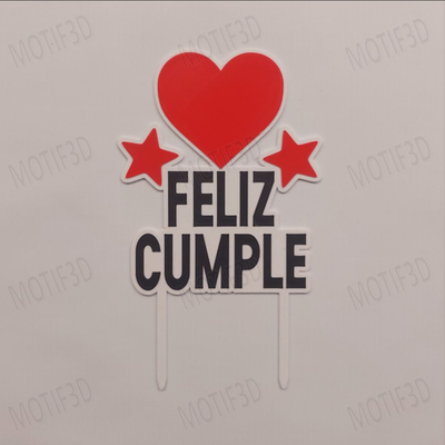Topper Corazon Feliz Cumple
