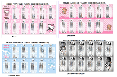 ARCHIVO TABLAS DE MULTIPLICAR P/ POUCH A4 Y TAMAÑO TARJETA 6X9CM