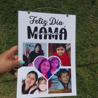 Collage de fotos colgante plastificado tamaño A4 