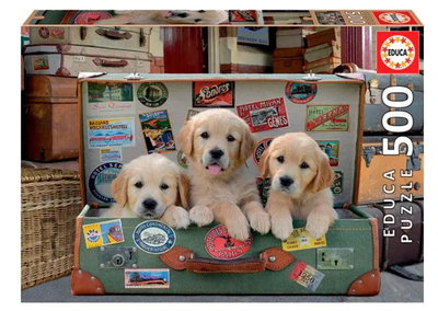 Rompecabezas 500 piezas Cachorros en el Equipaje 