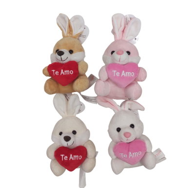 Conejo peluche chico con corazón 