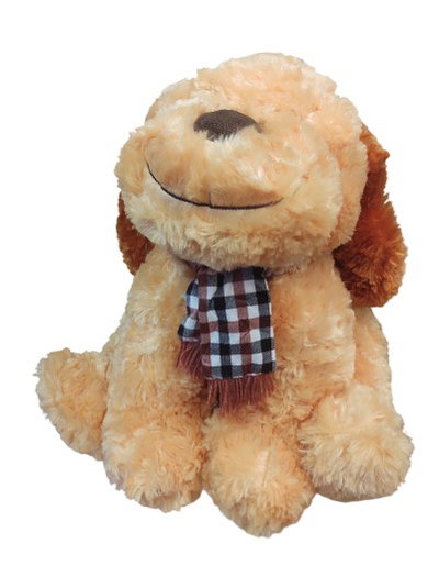 Perro de peluche mediano sentado 