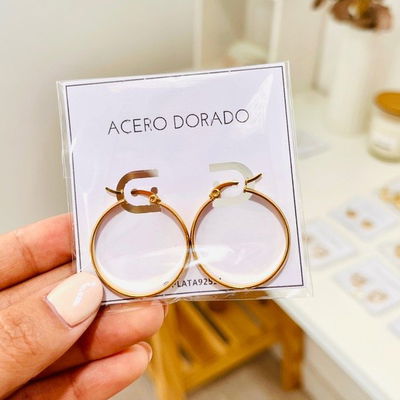Argollas Cinta Grandes ACERO DORADO