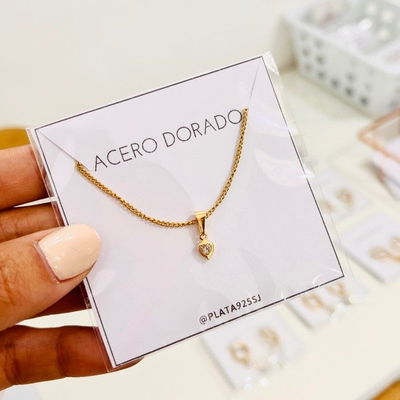 Conjunto Corazón Mini ACERO DORADO