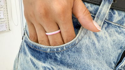 Anillo Rosa Esmaltado Talle 12 13