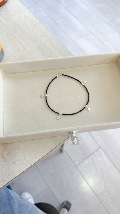 Tobillera Negra con Estrellas 25cm