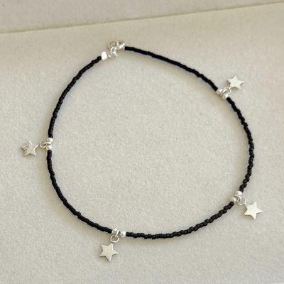 Tobillera Negra con Estrellas 25cm