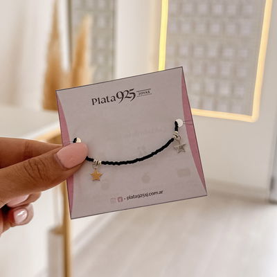 Tobillera Negra con Estrellas 25cm