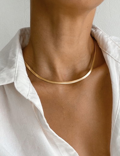 Collar Cinta 45cm ACERO DORADO