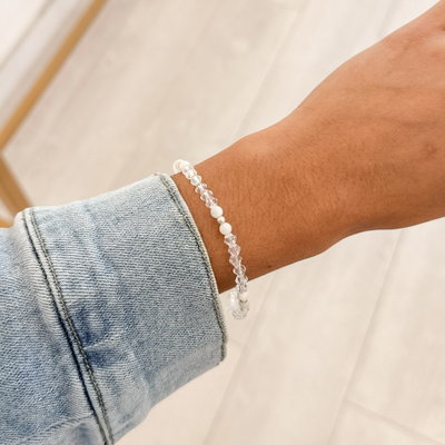 Pulsera Cristal de Roca y Perlas