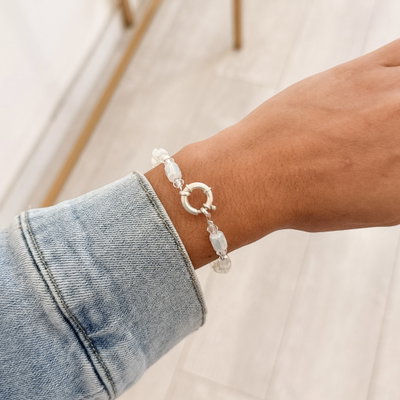 Pulsera Cristal de Roca con Cierre Marinero