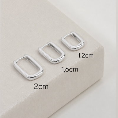 Argollas Rectangular| Par| PLATA LAMINADA