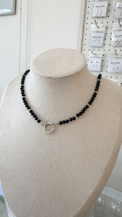Collar Black 50cm (cristal de roca)