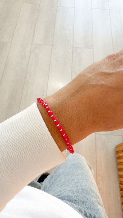 Pulsera de Cristal de Roca cubitos Rojos