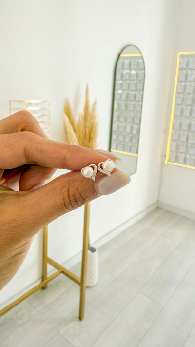 Aros Corazón con Perla de Rio