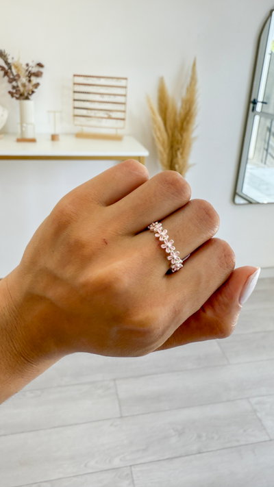 Anillo Flores Rosa Talle 14 17