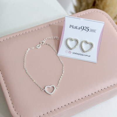 Set de Pulsera + aros| Corazón 