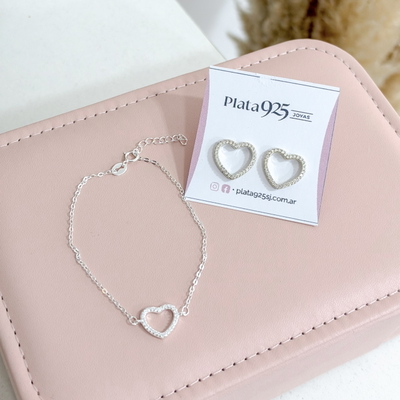Set de Pulsera + aros| Corazón 