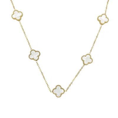 Collar Trébol Blanco ACERO DORADO WATERPROOF