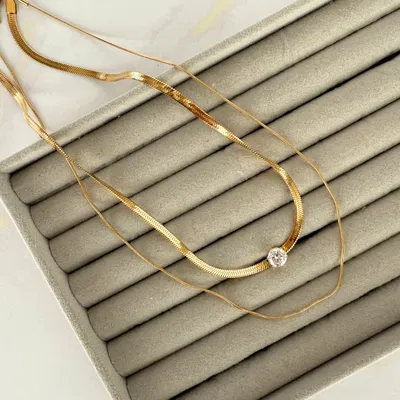 Collar Doble ACERO DORADO WATERPROOF