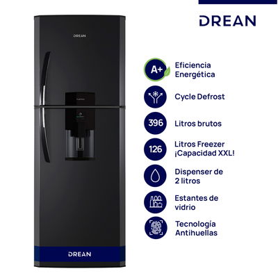 HELADERA DREAN 396 LTS NEGRA HDR400F41N